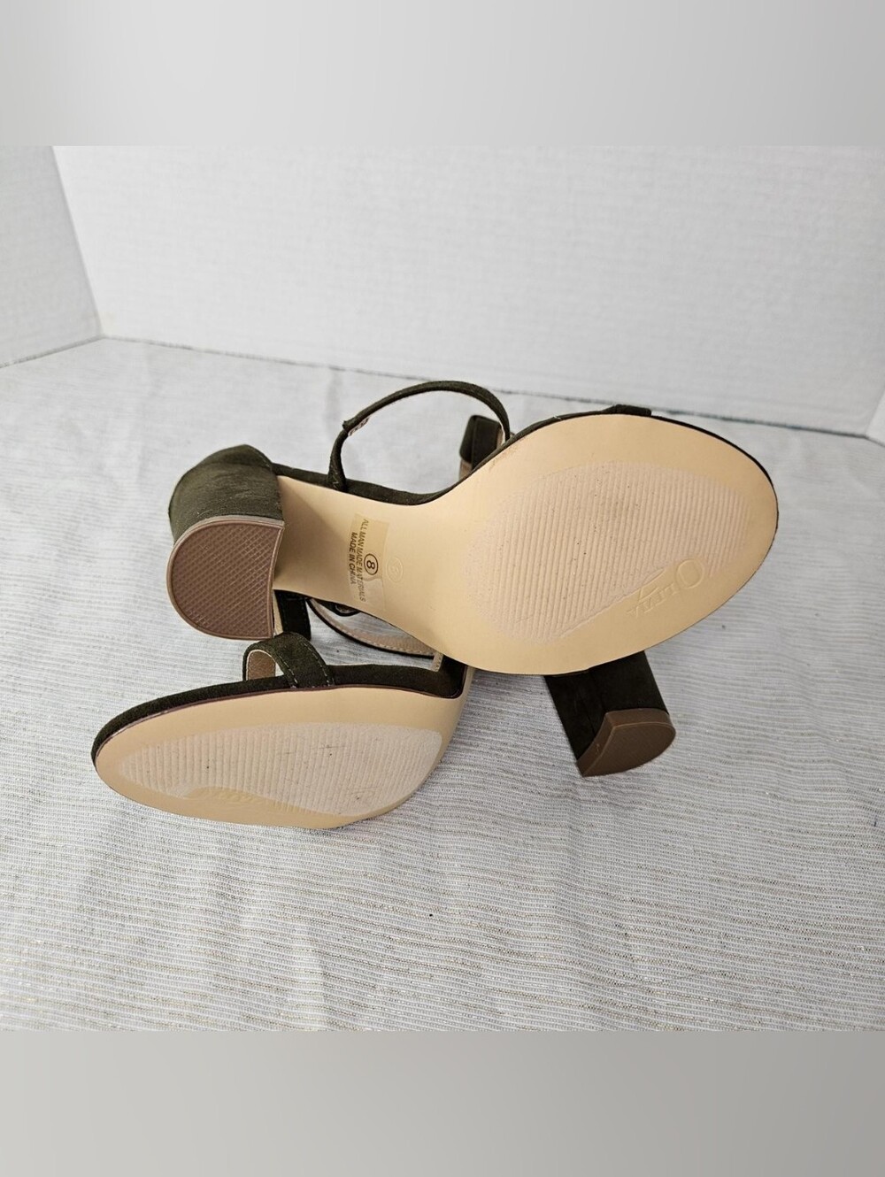 Women’s Olive Suede Strappy Block Heel Sandals with Ankle Strap - Picture 6 of 6